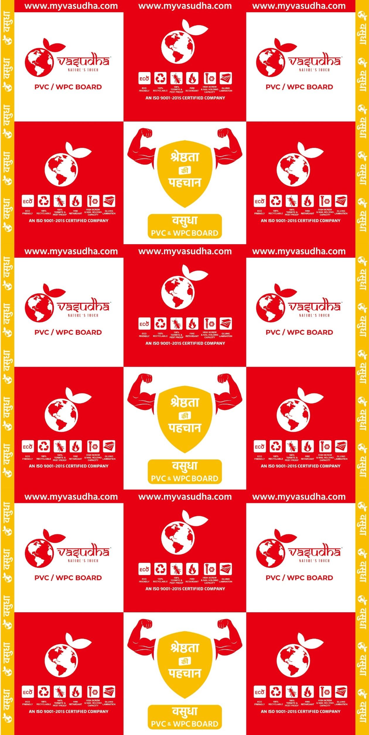 VASUDHA PVC Foam Board — Red logo film